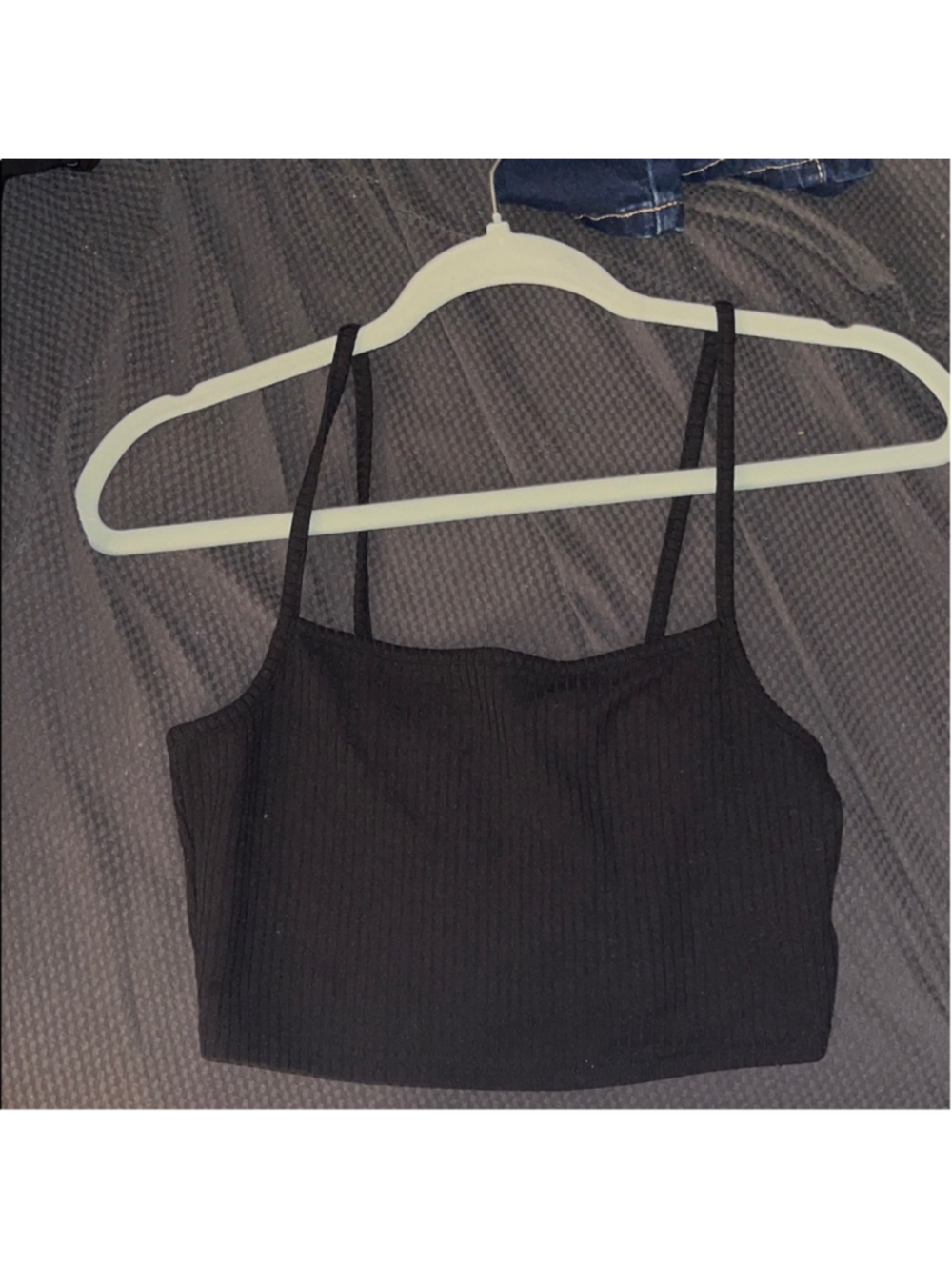 Divided Black Ribbed Crop Top